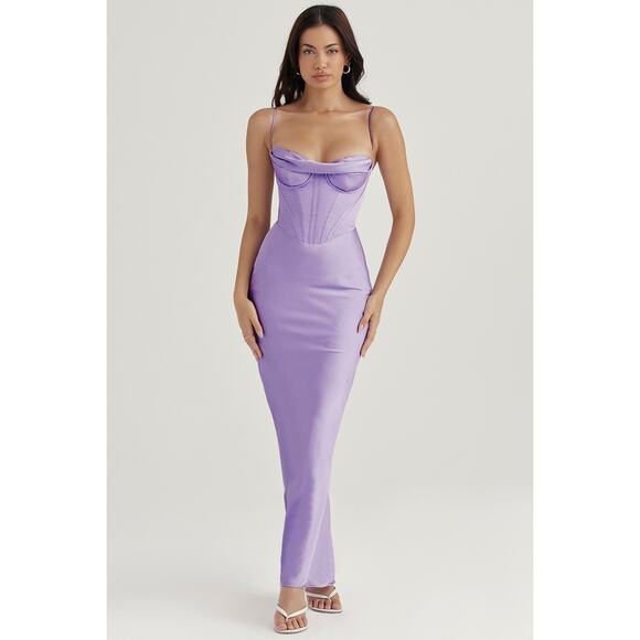 House of CB Charmaine Lavender Corset Maxi Dress Size M Medium - Picture 2 of 10